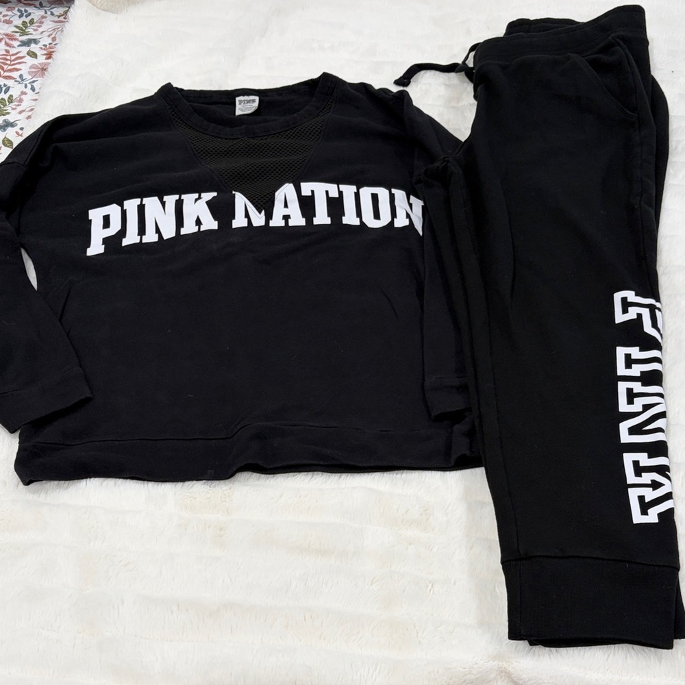 PINK Victoria's Secret Black Mesh Sweatshirt